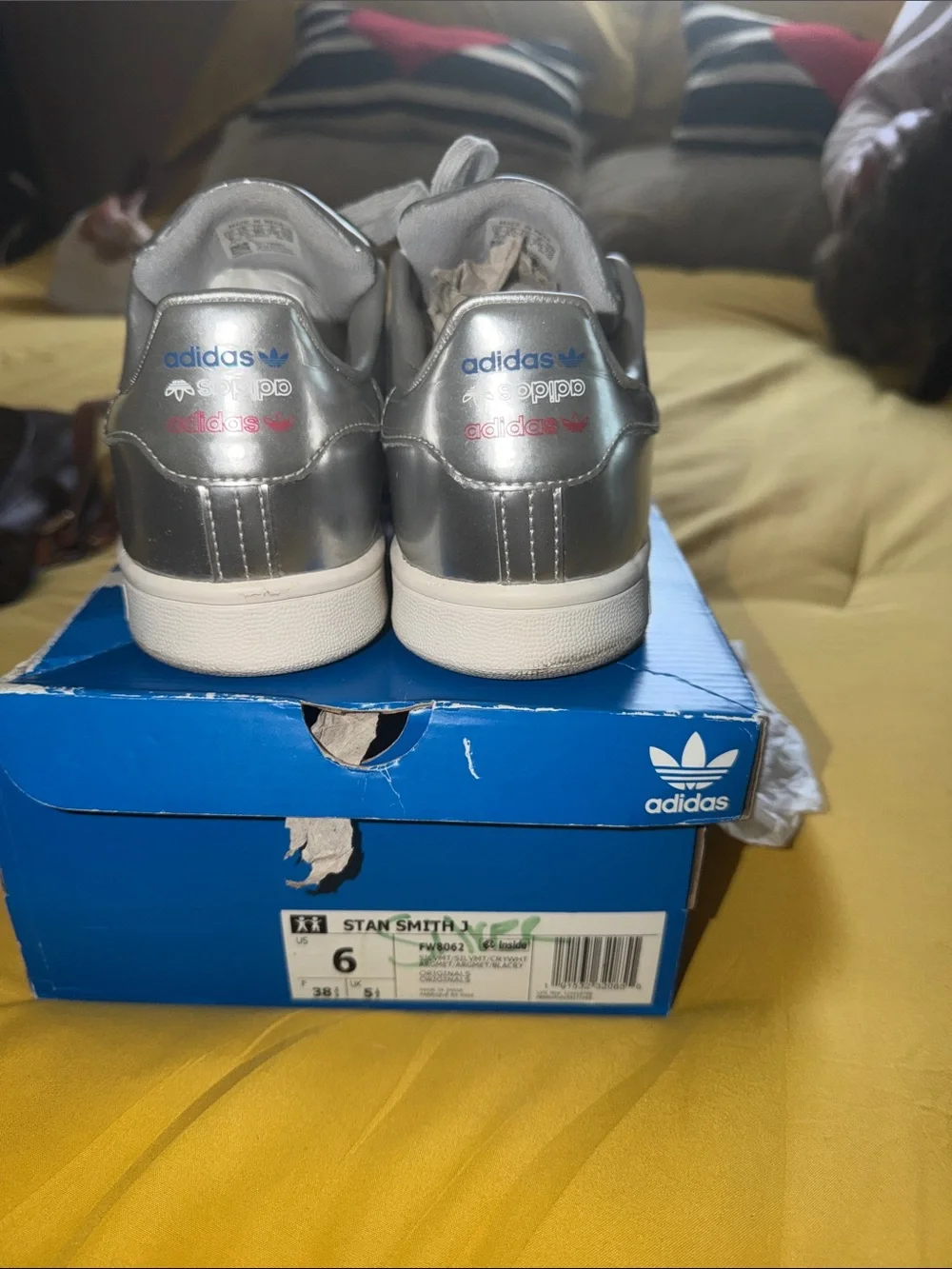 adidas Silver Metallic Low-Top Sneakers with White Accents